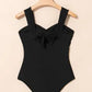 Cut out Twist Bowknot Backless One Piece Swimsuit