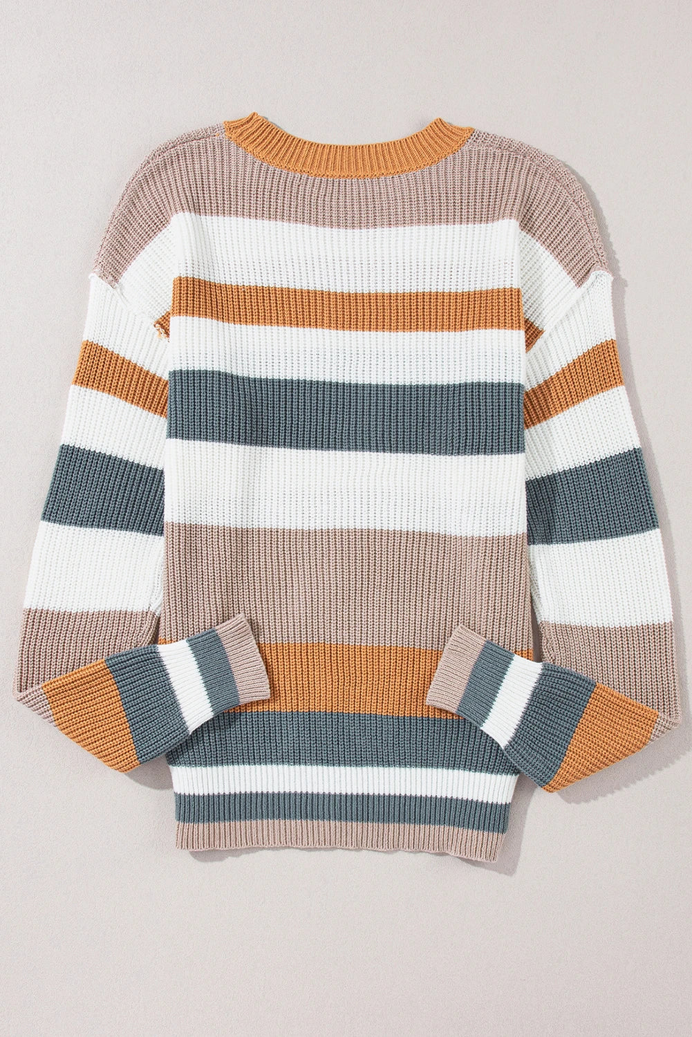 Neck Colorblock Knit Sweater
