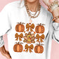 Cute Turkey Fall Pumpkin Bow Print Drop Shoulder Sweatshirt