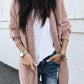 Plaid Knitted Long Open Front Cardigan