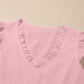 Textured Ruffled Trim V Neck Flutter Flowy Top