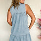 Bowknot Neck Ruffled Chambray Dress