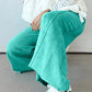 Drawstring Elastic Waist Raw Hem Loose Pants