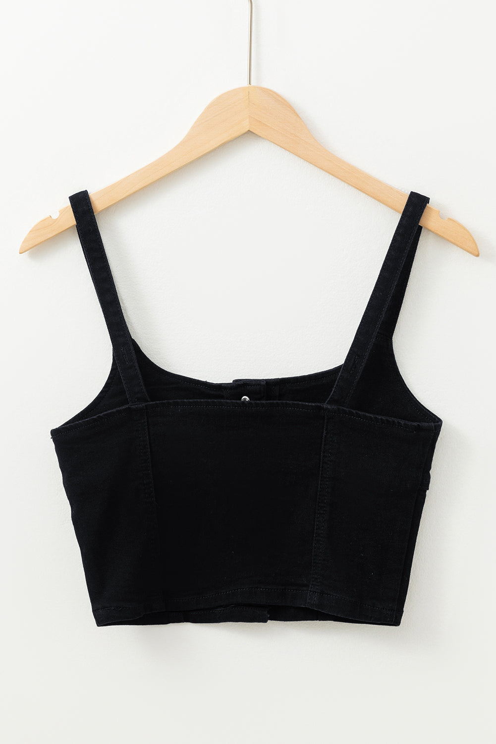 Acid Wash Buttoned Cropped Slim Denim Tank Top