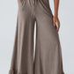 Ruffled Wide Leg Pull On High Waist Pants with Pockets