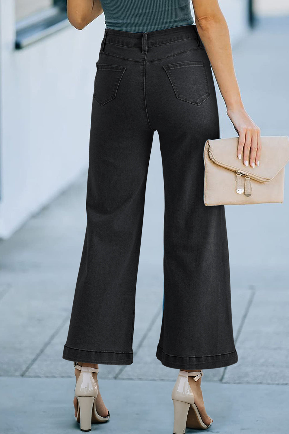 Plain Seam Detail Flared Bottom Ankle Length Jeans