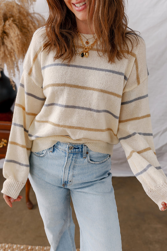 Ribbed Edge Drop Shoulder Sweater