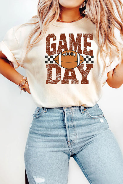 GAME DAY Checkered Rugby Print Vintage Graphic Tee