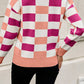 Checkered Ribbed Edge Sweater