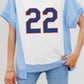 Number 22 Printed Color Block T Shirt