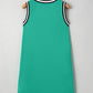 Varsity Contrast Striped V Neck Long Sleeve T Shirt Dress with Pockets