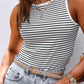 Striped Print Ribbed Knit Sleeveless Top