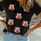 Sequin Bow Pumpkin Patched Cotton Blend T Shirt