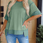 Half Sleeve Raw Seam High Low Side Split Top