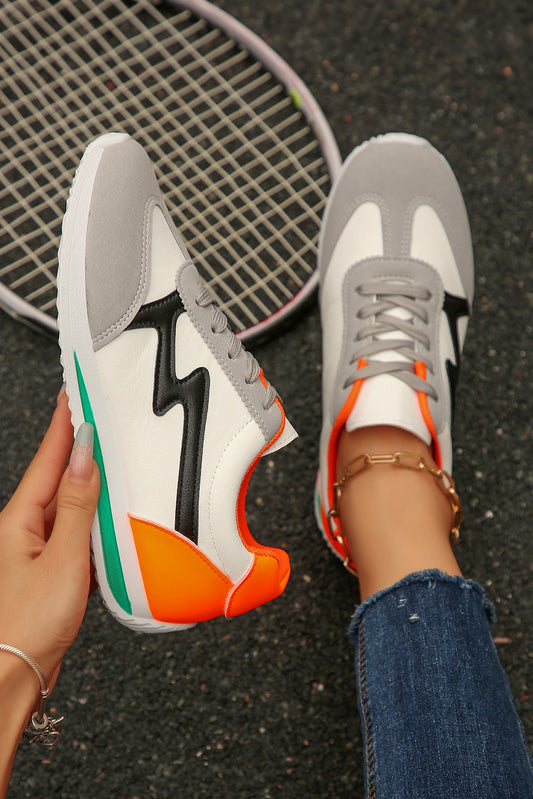 Block Patchwork Lace Up Sneakers