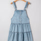 Wash Tiered Flowy Overall Denim Dress
