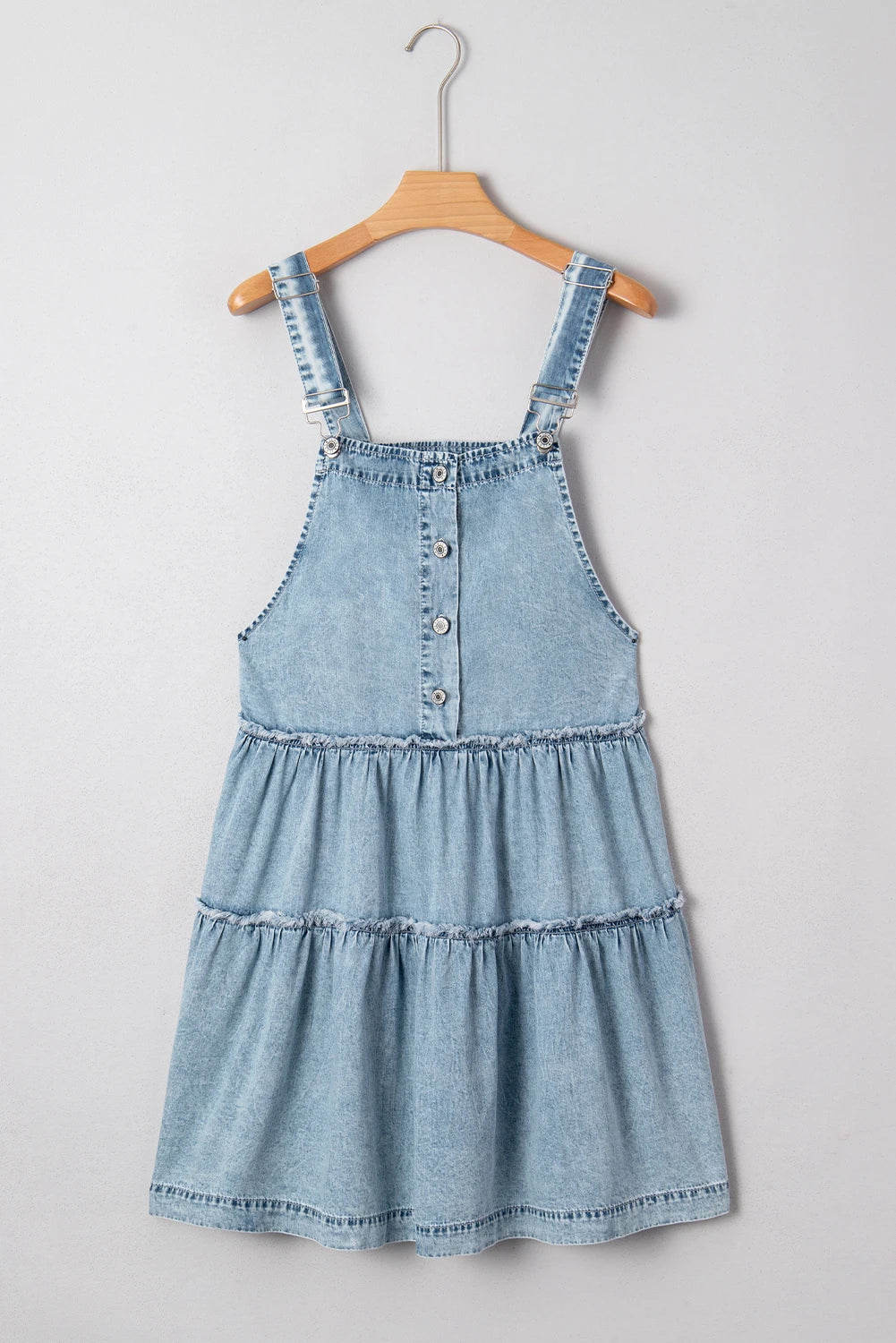 Wash Tiered Flowy Overall Denim Dress