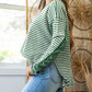 Stripe Thermal Knit Drop Shoulder Casual Top