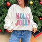 White HOLLY JOLLY Gingham Letter Graphic Plus Size Christmas Sweatshirt