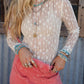 Sheer Floral Lace Long Sleeve Slim Fit Top