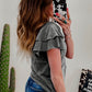 Layered Ruffle Short Sleeve Round Neck Top