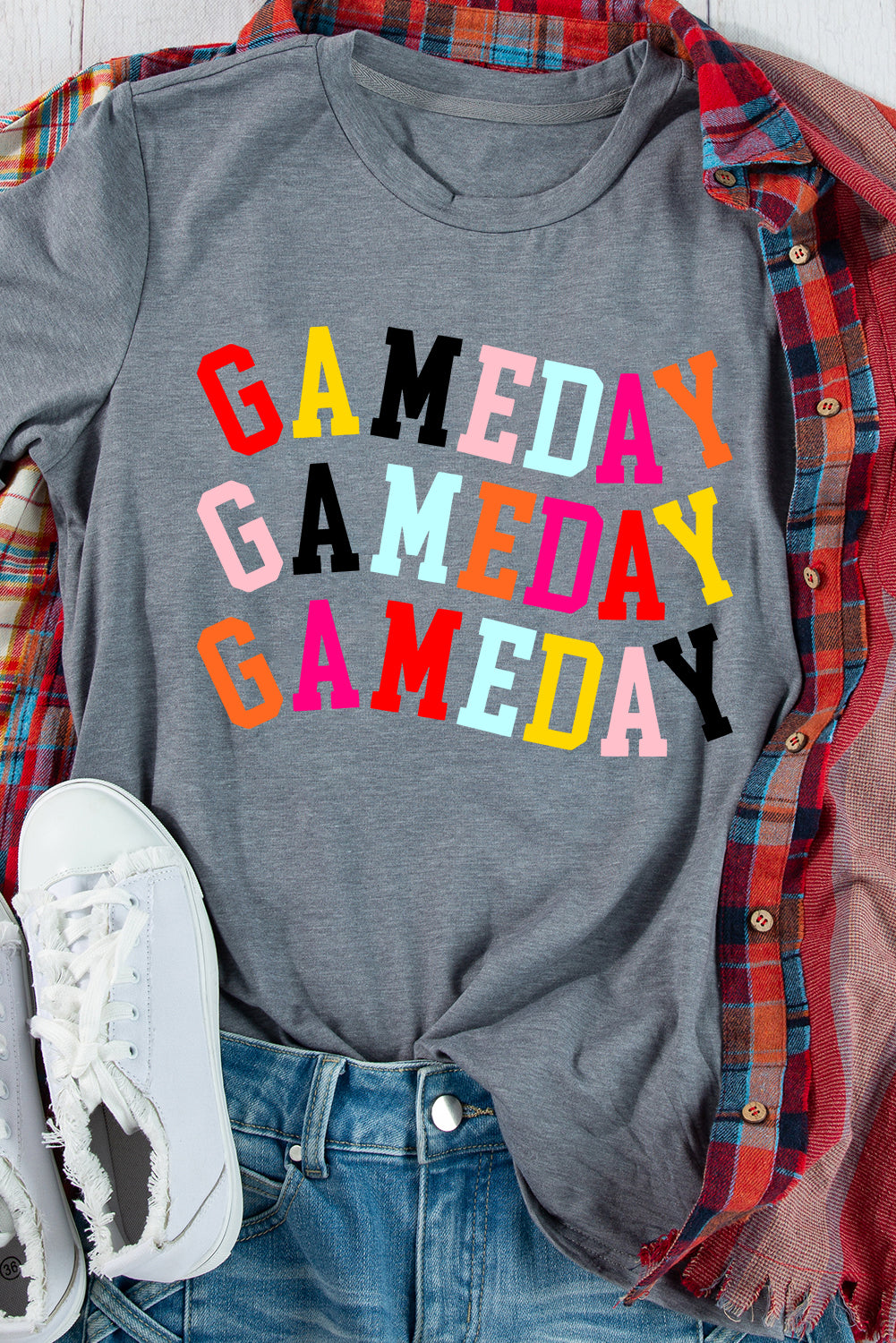 Colorful GAME DAY Graphic Crew T Shirt