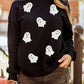 Sequin Halloween Ghost Patched Drop Shoulder Sweatshirt