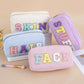 Corduroy Cosmetic Bag with Embroidered Letters