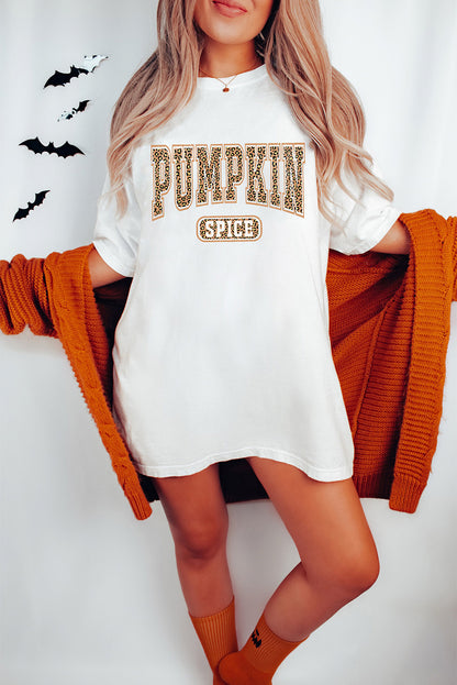 PUMPKIN SPICE Leopard Graphic Tunic T Shirt
