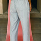 Stripe Mid Rise Drawstring Waist Jeans