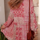 Bohemian Floral Print Tassel Tie Long Sleeve Flowy Mini Dress