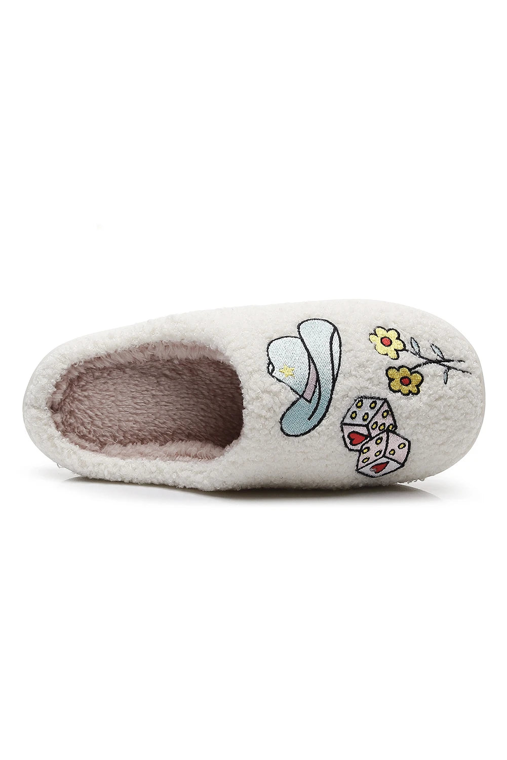 Embroidered Pattern Cowgirl Plush House Slippers