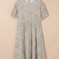 Plus Size Leopard Print Frill Trim Short Sleeve Flared Dress