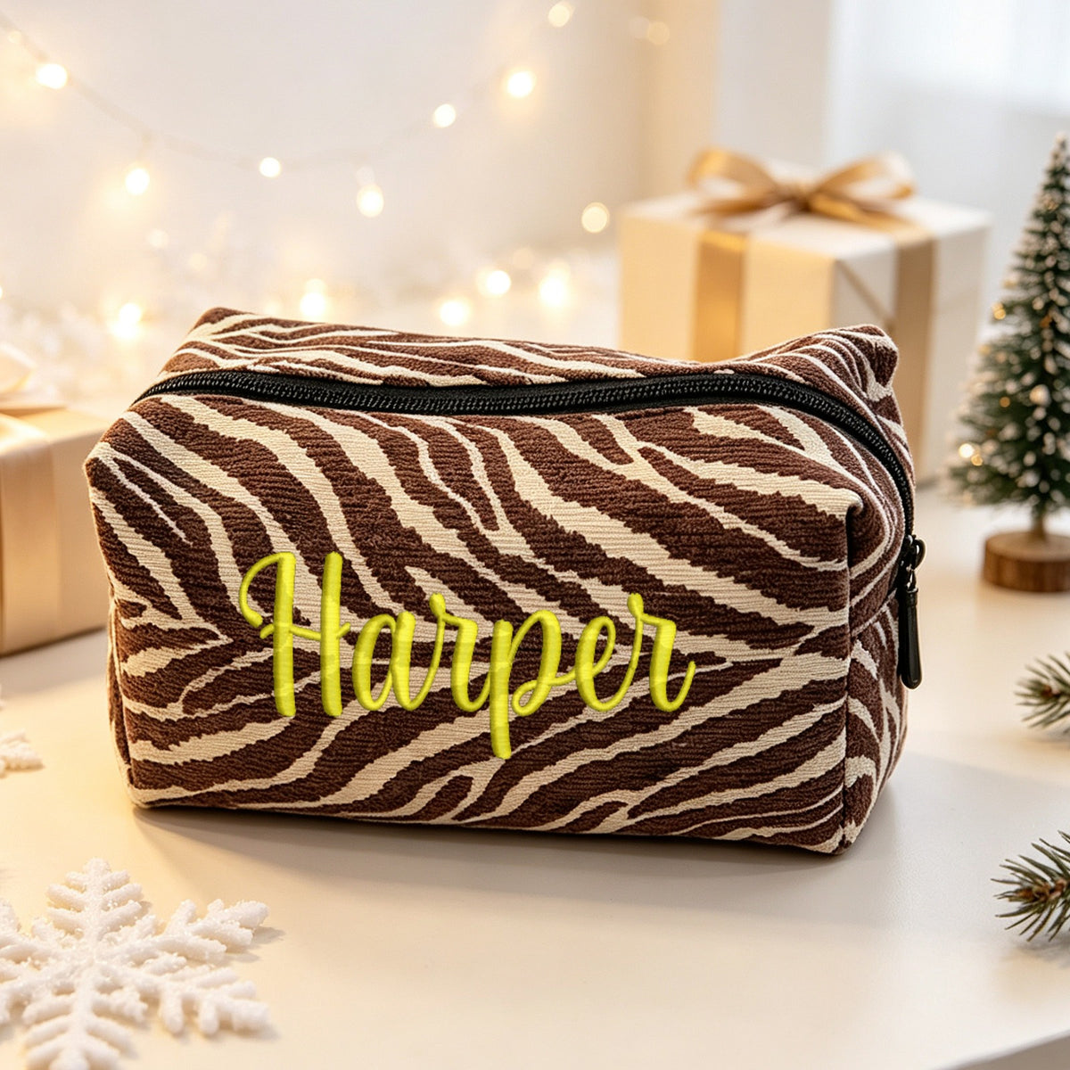 Custom Zebra Print Cosmetic Bag