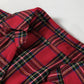 Plaid Shirt Collar Half Button Ruffle Hem Long Sleeve Mini Dress