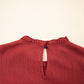 Solid Color Pleated Detail Ruffle Short Sleeve Blouse