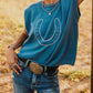 Embroidered Loose Short Sleeve Sweater