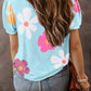 Flower Print Bubble Sleeve Tee