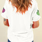 Sequin Bow Pumpkin Patched Cotton Blend T Shirt