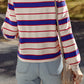 Color Block V Neck Loose Fit Sweatshirt