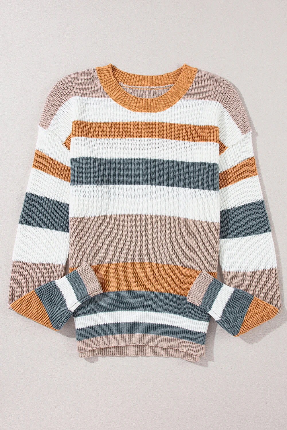 Neck Colorblock Knit Sweater