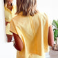 Cream Color Loose Polo Tee Elastic Waist 2pcs Short Set