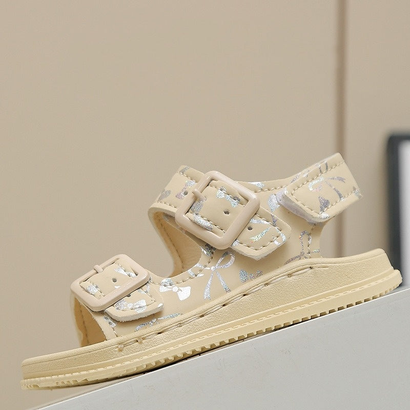 Children’s Glitter Ribbon Soft Soled Sandals