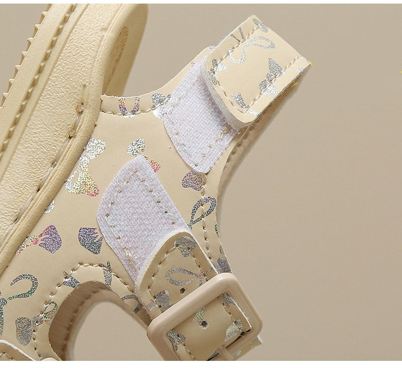 Children’s Glitter Ribbon Soft Soled Sandals