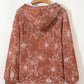 Floral Twisted Rib Drawstring Kangaroo Pocket Hoodie