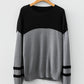 Block Knit Striped Sleeve Detail Casual Sweater