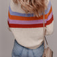 Striped Color Block Loose Sleeve Chic Sweater
