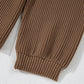 Corded Knit Long Sleeve Top and High Waist Shorts Set