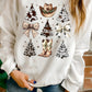 Cowgirl Bow Christmas Tree Print Drop Shoulder Sweatshirt