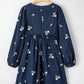 Floral Embroidered Square Neck Puff Sleeve Ruffled Mini Dress